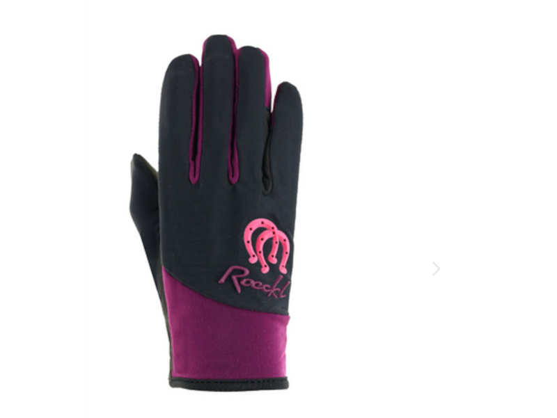 Reithandschuh für Kinder schwarz rosa