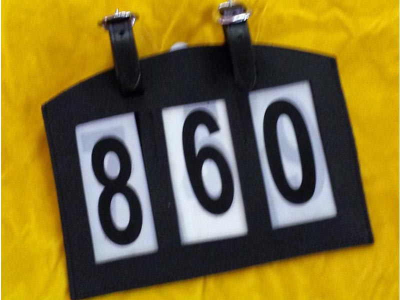 Schwarze Startnummer für Kutsche