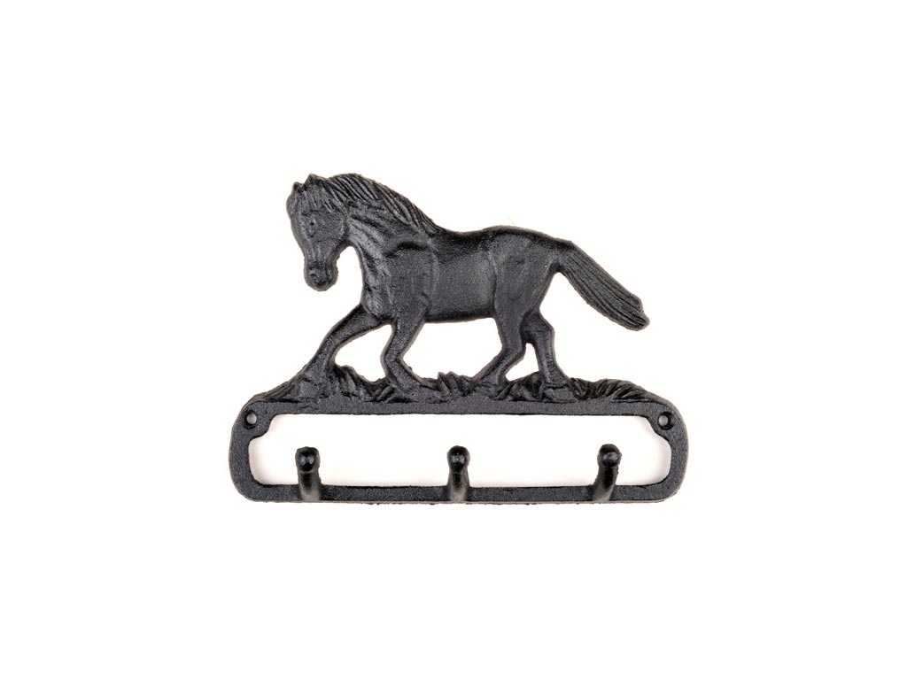 schwarze Garderobe mit Pferd