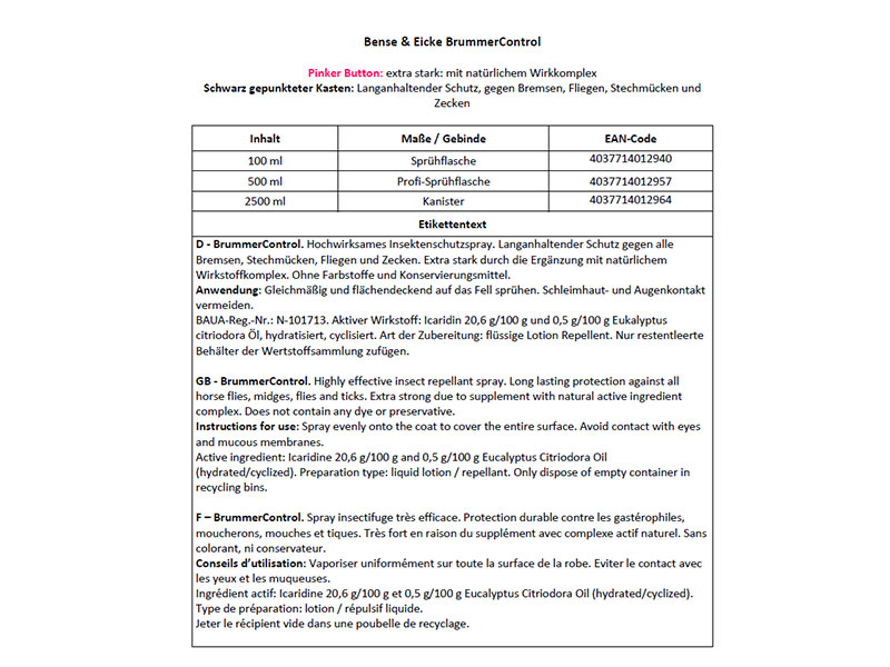 Bense & Eicke BrummerControl 500ml Bense & Eicke BrummerControl 500ml
