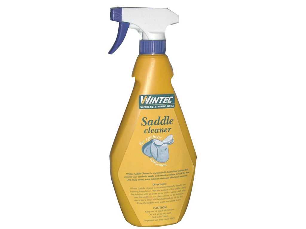 gelbe Sprühflasche mit Sattelreiniger