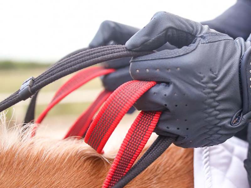 Hände am Vorderzeug mit Sicherheitszügel