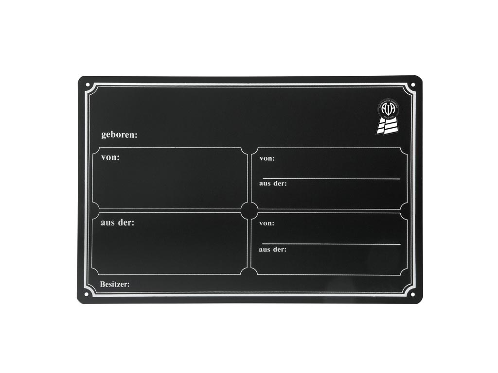 Schwarzes Boxenschild