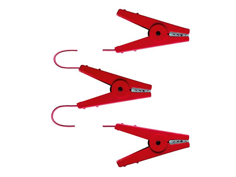 drei rote Zaunverbinder