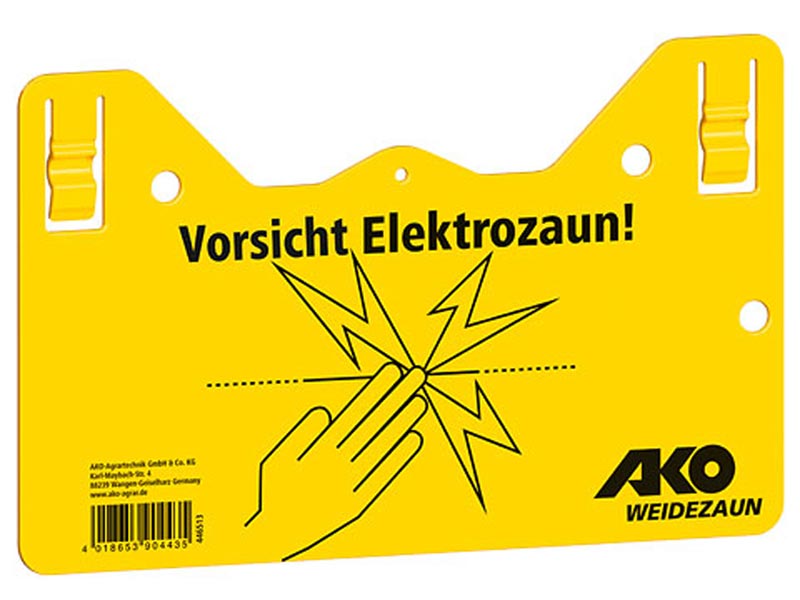 gelbes Warnschild Vorsicht Elektrozaun